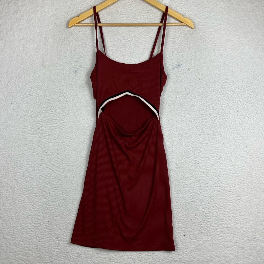 Capella red mini cutout ribbed dress